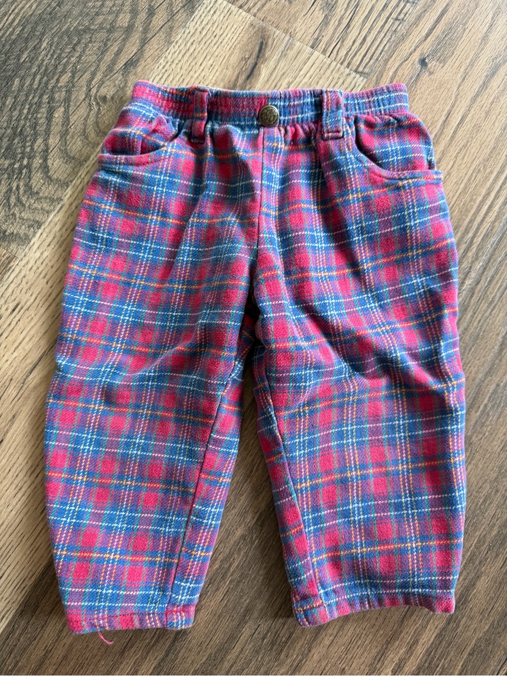 Vintage Playette Kids Red Plaid Pull-On Pants Country Americana 2000s 90s